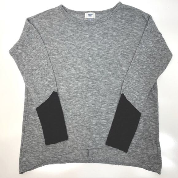 Old Navy Grey Black Light Knit Sweater Long Sleeve Hi Lo Hem Small/Medium - Picture 11 of 11